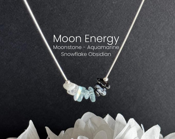 Moon Energy Necklace for Intuition Healing Manifestation Raw Crystals