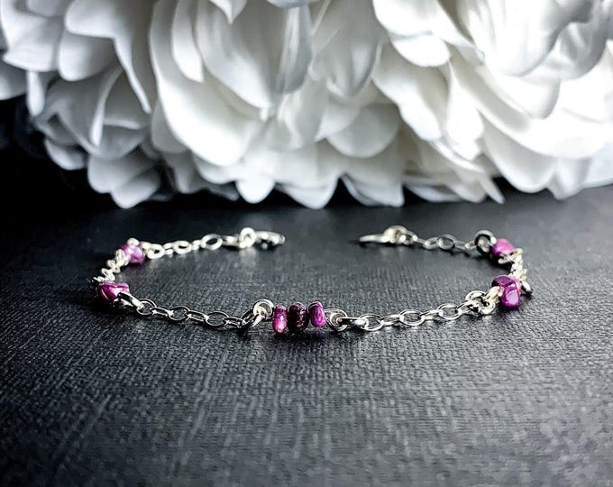Raw Ruby Crystal Bracelet Genuine Natural Healing Crystals Positivity Grounding Bracelet