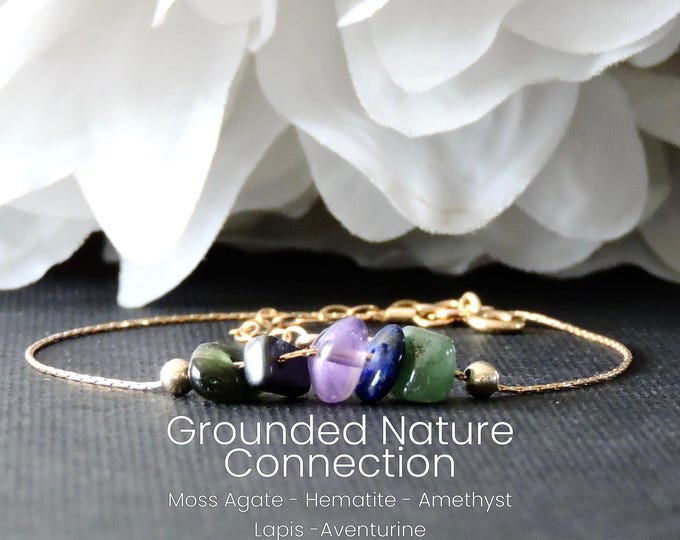 Grounding & Nature Connection Raw Crystal Bracelet or Anklet – Sterling Silver or 14K Gold Filled – Adjustable Fit