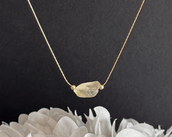 Imperial Topaz Necklace, Raw Crystal Pendant, Healing Crystals Manifestation, Simple November Birthstone Necklace