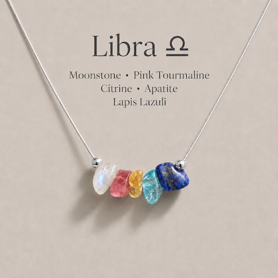 Libra Necklace Crystal Zodiac Necklace Personalized Minimalist Jewelry Gift