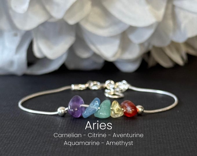 Aries Crystal Bracelet or Anklet Astrology Gifts Silver or Gold Filled