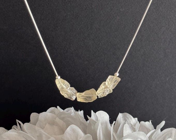 Yellow Imperial Topaz Nugget Necklace – Crystal Jewelry for Confidence & Manifestation Inches – Sterling Silver or 14K Gold Filled
