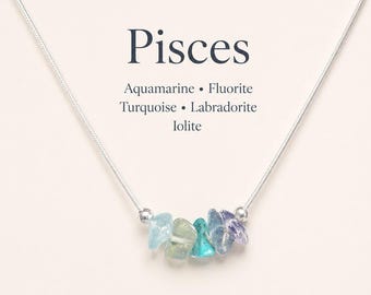 Pisces Necklace Raw Crystals Zodiac Sign Astrology Choker Crystal Jewelry