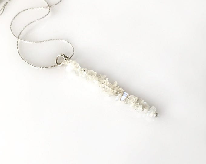 Moonstone Crystal Gem Bar Necklace Fertility Gift anxiety Jewelry Moonstone Pendant