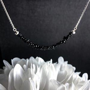 Black Spinel beaded necklace, Black crystal choker necklace, Minimalist jewelry birthday gift for mom, adjustable layering necklace for her