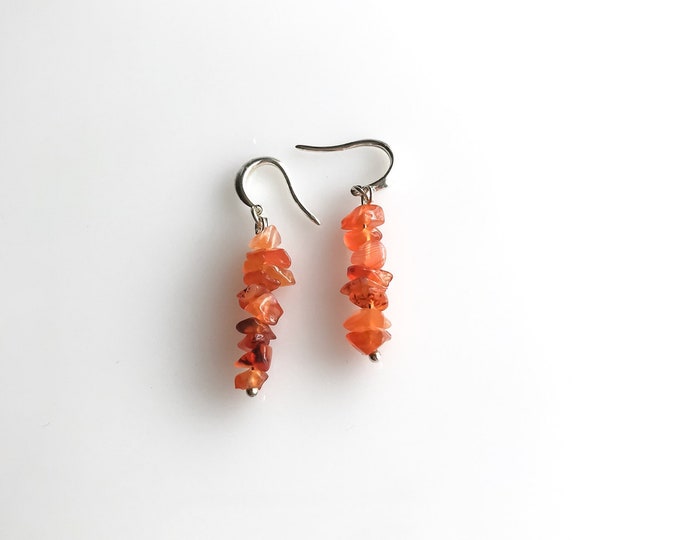 Carnelian Raw Crystal Earrings, Courage Jewelry, Encouragement Gift, Abundance Jewelry