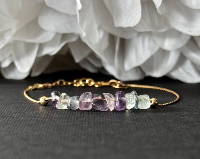 Raw Fluorite Bracelet Anklet Rainbow Fluorite Ankle Bracelet