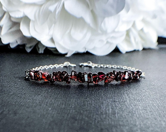 Garnet Bracelet Raw Crystal Jewelry Birthstone Ankle Bracelet