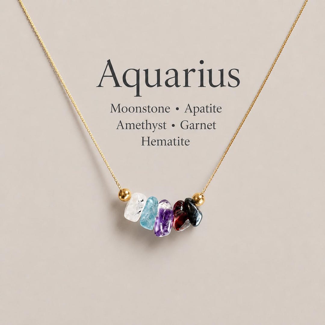 Aquarius Necklace Raw Crystals Zodiac Sign Astrology Choker Crystal Jewelry - Etsy