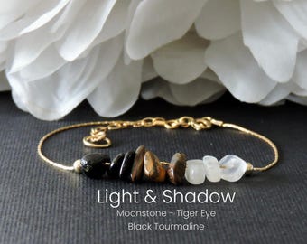 Light and Shadow Work Raw Crystal Bracelet or Ankle Bracelet Spiritual Balance Integration