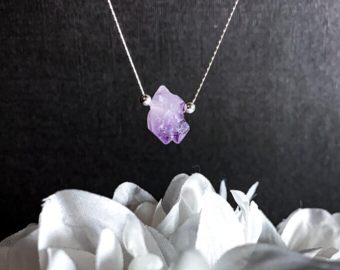 Raw Amethyst Point empath jewelry, amethyst choker, February Birthstone