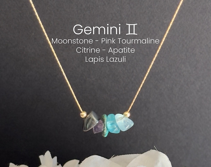 Gemini Crystal Necklace – Raw Gemstone Jewelry for Astrology & Zodiac Gifts