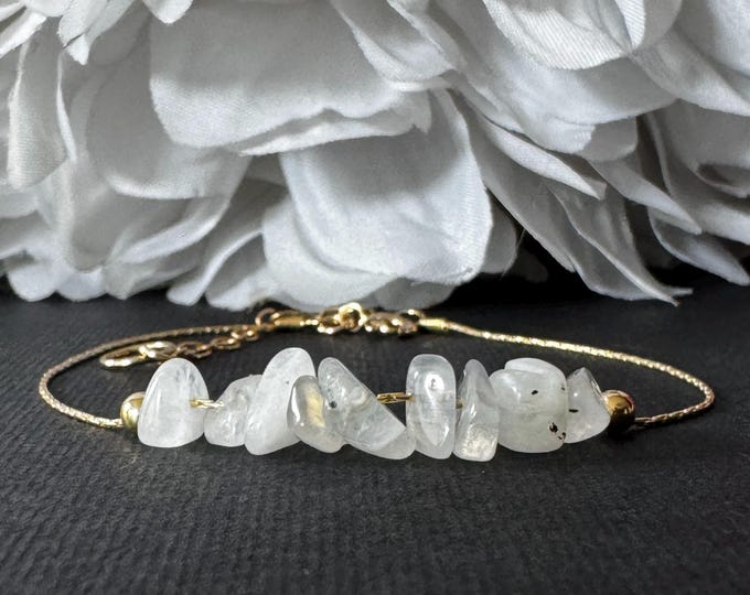 Rainbow Moonstone Bracelet Raw Crystal Silver or Gold Filled Anklet Bracelet