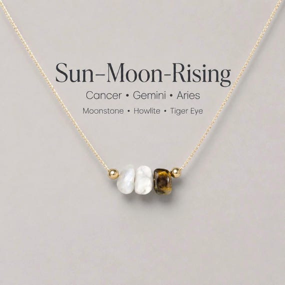 Custom Zodiac Sun Moon Rising Sign Astrology Jewelry Gift
