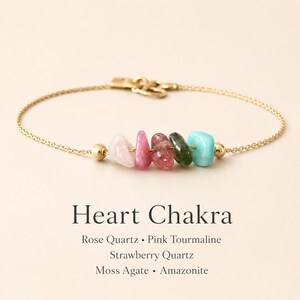 Heart chakra bracelet or anklet with Rose Quartz and Moss Agate gemstones, crafted in Gold Filled or Sterling Silver for love, emotional balance, spiritual wellness, meditation, yoga, and everyday wear.