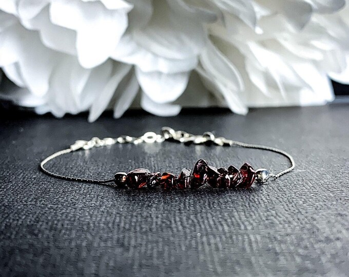Raw Garnet Ankle Bracelet Healing Crystal Jewelry Dainty Anklet or Bracelet