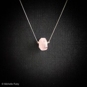 Rose Quartz Necklace, Fertility Crystal Nugget Necklace