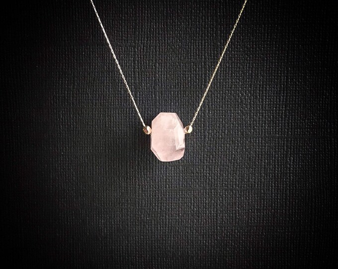 Rose Quartz Necklace, Fertility Crystal Nugget Necklace