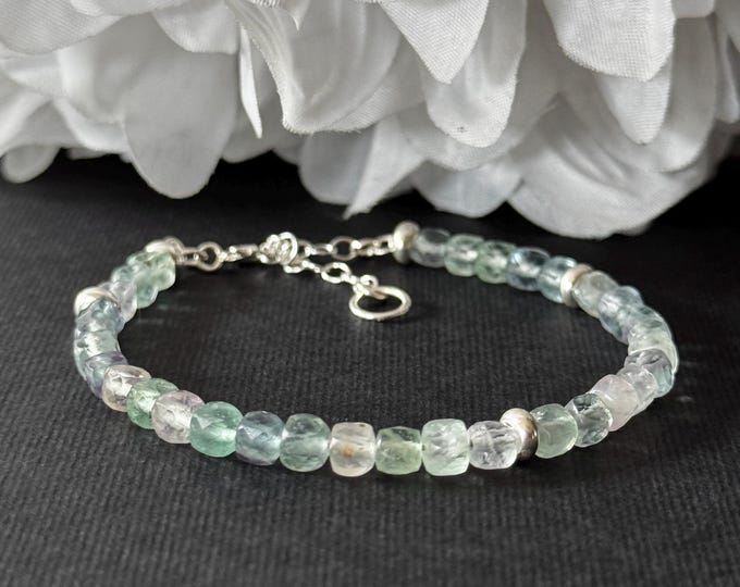 Rainbow Cubic Fluorite Crystal Bracelet