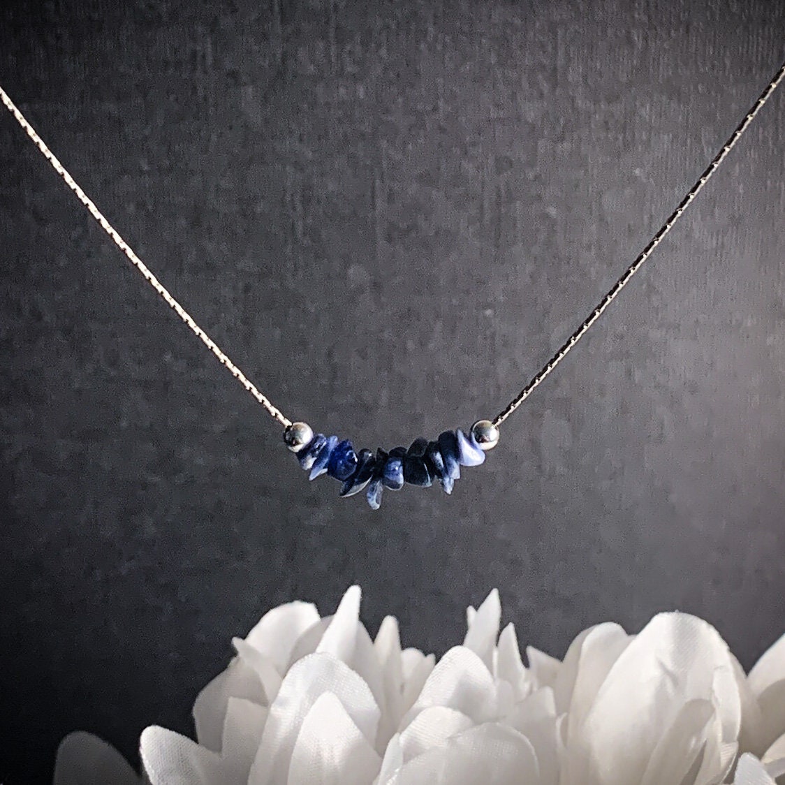 Sodalite Necklace Anxiety Relief Anxiety Necklace Crystal Necklace Blue Necklace Throat Chakra