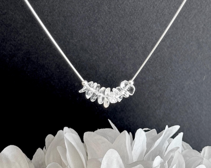 Clear Quartz Necklace Raw Crystal Beaded Necklace for Women