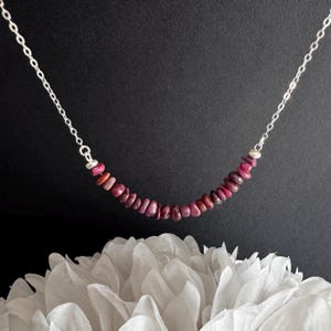 Raw Ruby Necklace in Sterling Silver – Crystal Jewelry - Birthstone Necklace
