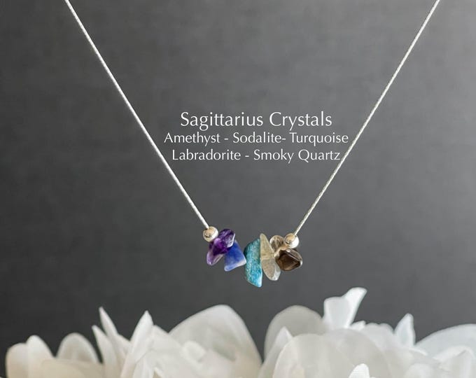 Sagittarius Necklace Raw Crystals Zodiac Sign Astrology Choker Crystal Jewelry