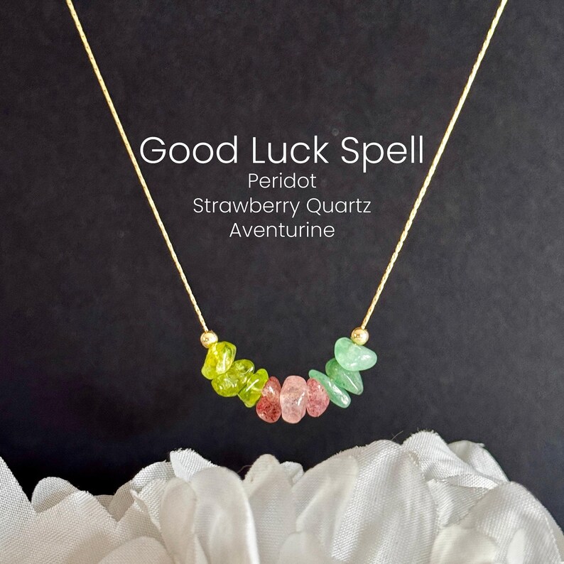 Good Luck Spell Bracelet or Anklet, Raw Crystal Intention Jewelry for Good Fortune image 5