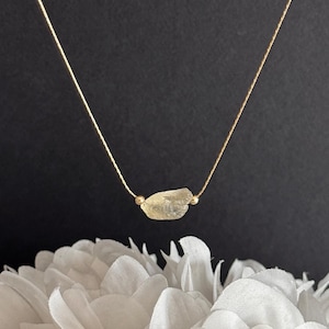 Imperial Topaz Necklace, Raw Crystal Pendant, Healing Crystals Manifestation, Simple November Birthstone Necklace