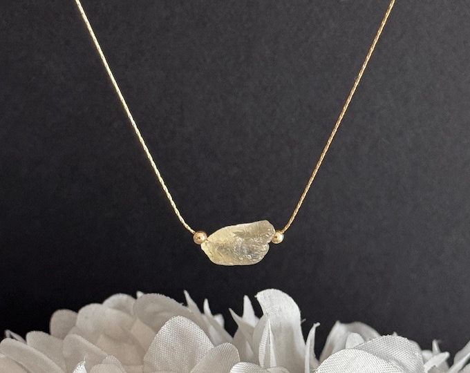 Imperial Topaz Necklace, Raw Crystal Pendant, Healing Crystals Manifestation, Simple November Birthstone Necklace
