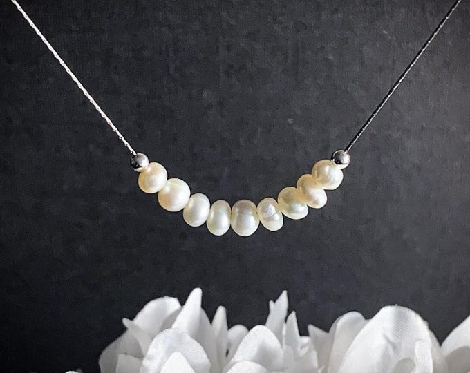 Beautiful White Pearl necklace sterling silver, June Birthstone jewelry, Pearl beaded necklace, Pearls for mother Gift, Pearl Choker jewelry