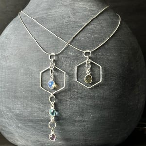 Hexagon Crystal Necklace Custom Birthstone Pendant