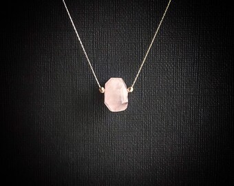 Rose Quartz Necklace, Fertility Crystal Nugget Necklace