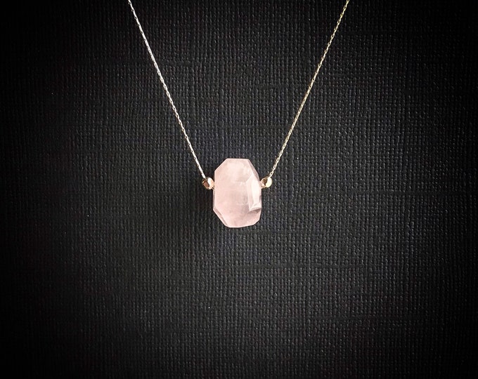 Rose Quartz Necklace, Fertility Crystal Nugget Necklace