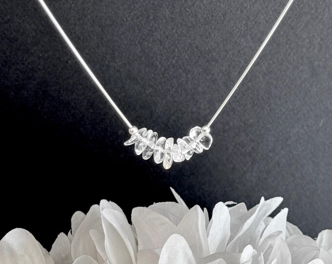 Clear Quartz Necklace Raw Crystal Beaded Necklace for Women