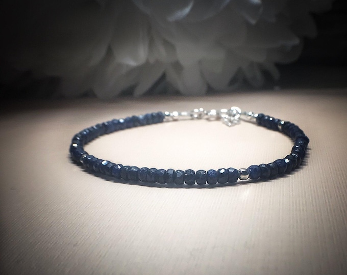 Sapphire Bracelet, Virgo September Birthstone Dainty stack jewelry