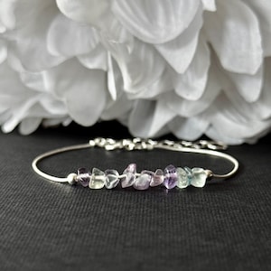 Pulsera de fluorita arcoíris para la ansiedad, protección para la empatía, delicada tobillera, joyería para la empatía.
