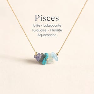 This Pisces Necklace features raw crystals. Supporting intuition, emotional balance, and spiritual flow. Zodiac Necklace makes a meaningful Astrology necklace for Pisces energy. Designed with natural gemstones, this crystal Necklace blends celestial symbolism with minimalist elegance.