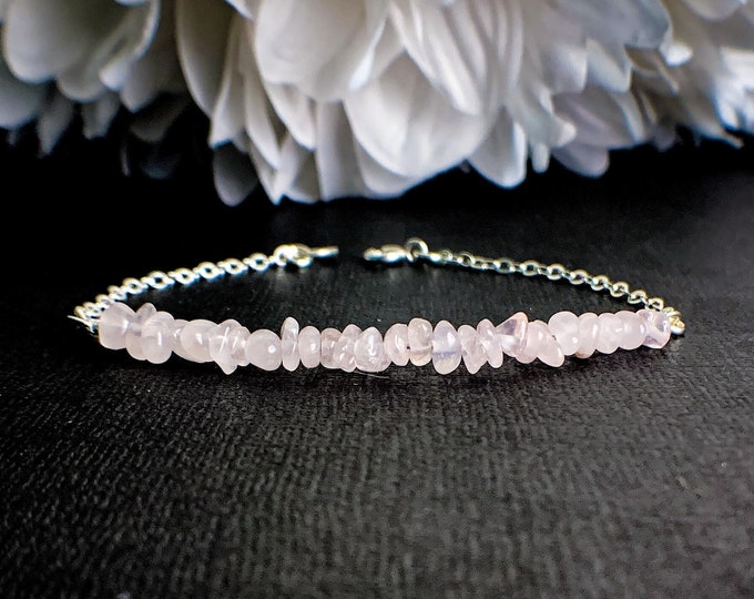 Rose Quartz Bracelet for Women - Healing Jewelry, Love Energy, Stacking Bracelet, Gift for Wife, Sentimental Gifts, Heart Chakra AAA++