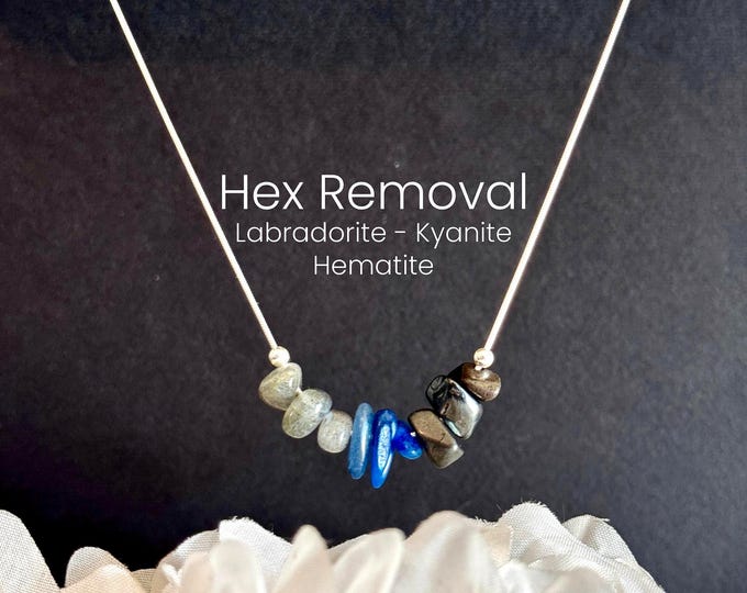 Hex Removal Raw Crystal Necklace, Return to Sender Spell Intention Necklace