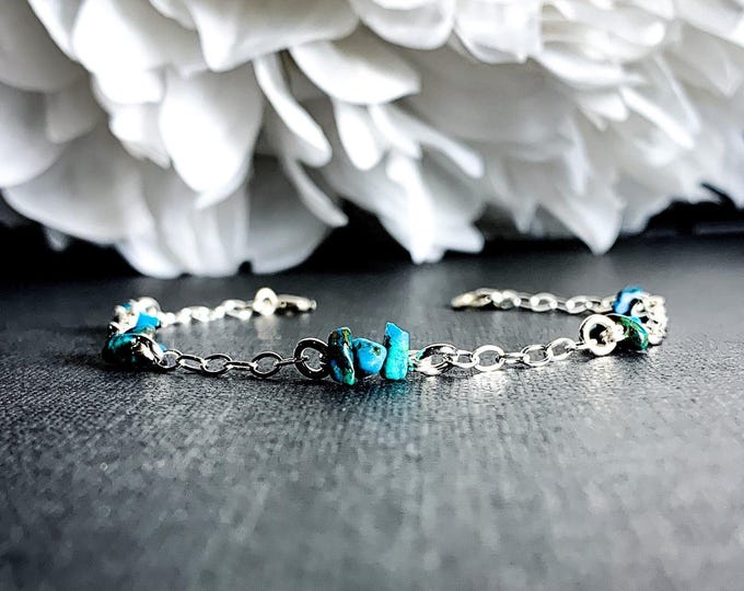 Turquoise Satellite Bracelet, Sterling Silver Anklet