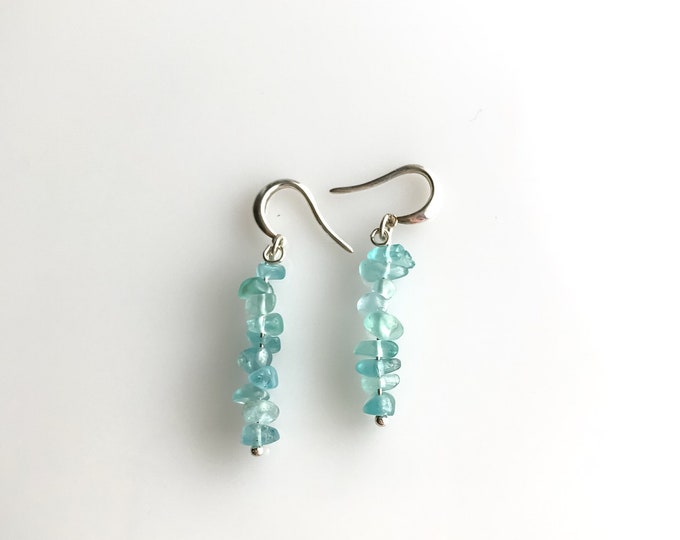 Apatite Earrings raw crystal earrings, Encouragement Gift, Weight loss Gift, Throat Chakra