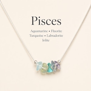Collana Pesci con cristalli grezzi, segno zodiacale, astrologia, girocollo, gioielli in cristallo