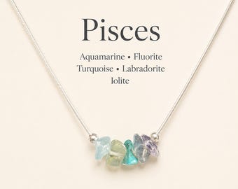 Pisces Necklace Raw Crystals Zodiac Sign Astrology Choker Crystal Jewelry