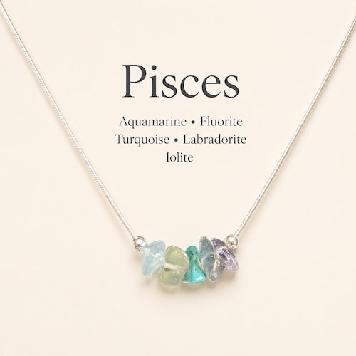 Collier Poissons Cristaux Bruts Signe Du Zodiaque Astrologie Ras Du Cou Bijoux En Cristal