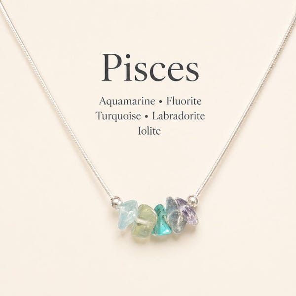 Collana Pesci con cristalli grezzi, segno zodiacale, astrologia, girocollo, gioielli in cristallo