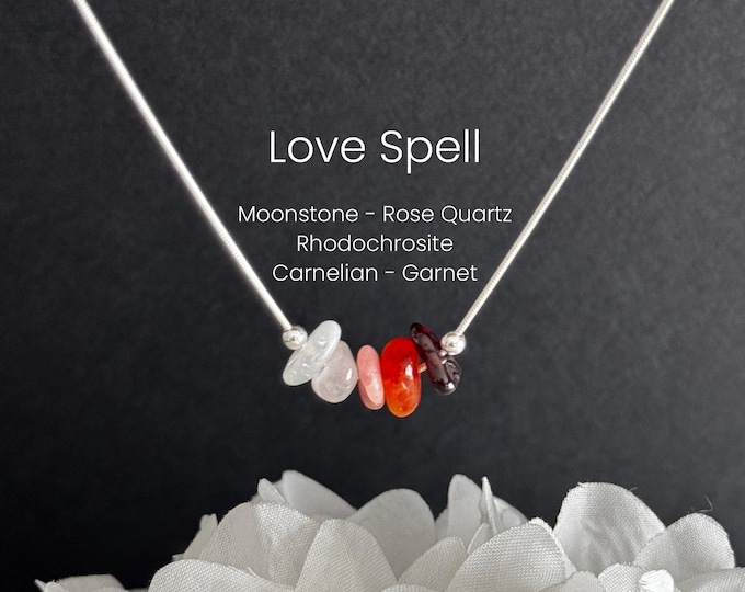 Love Spell Necklace Raw Crystal Necklace Sterling Silver or 14K Gold Filled