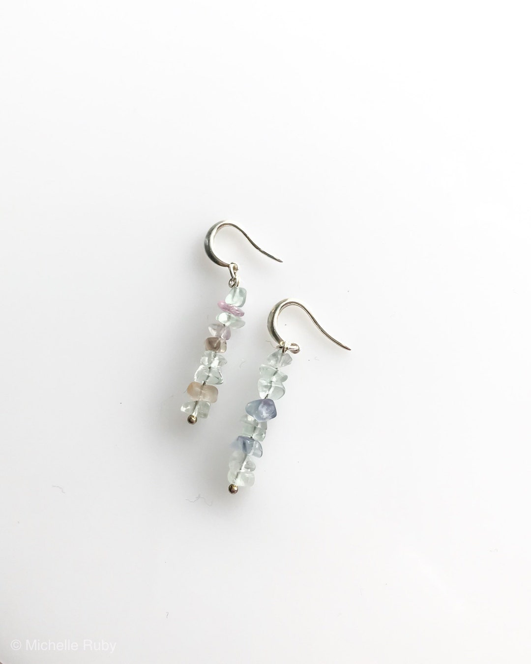 Rainbow Fluorite Raw Crystal Earrings Empath Jewelry - Etsy