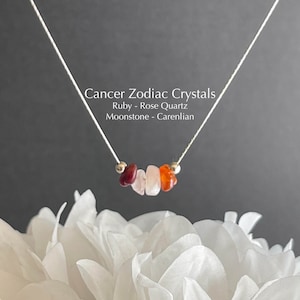 Cancer Zodiac Sign Necklace Raw Crystals Zodiac Sign Astrology Choker Crystal Jewelry